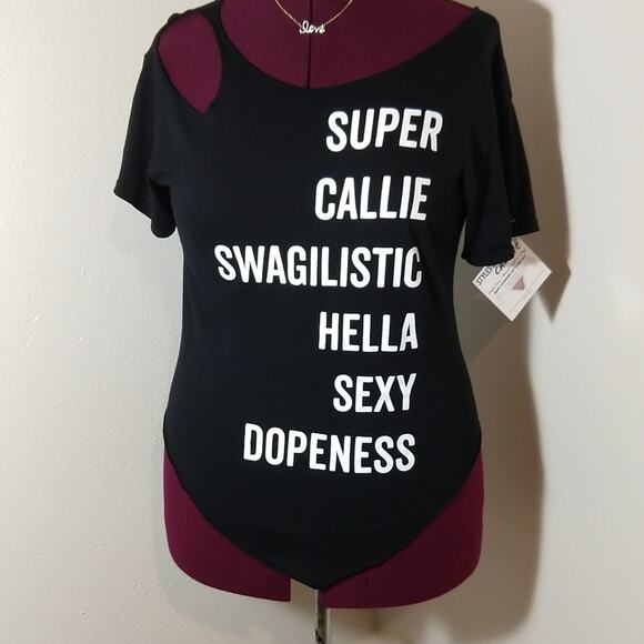Super Callie Swagalistic Hella Sexy Graphic Tee S shredded cold shoulder punk - Picture 1 of 16